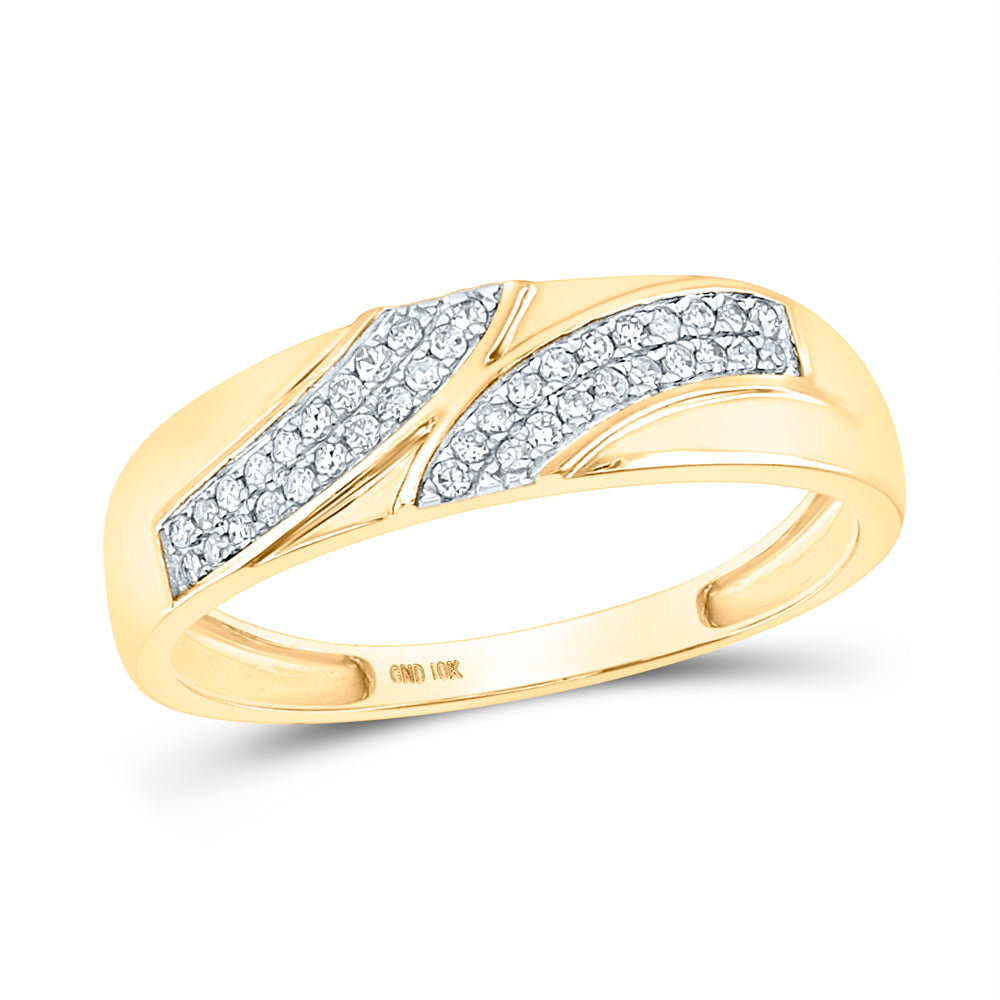 10kt Yellow Gold His Hers Round Diamond Cluster Matching Bridal Wedding Ring Band Set 1/2 Cttw 7 Daisy Joyeria