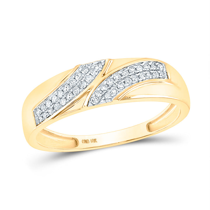 10kt Yellow Gold His Hers Round Diamond Cluster Matching Bridal Wedding Ring Band Set 1/2 Cttw 7 Daisy Joyeria