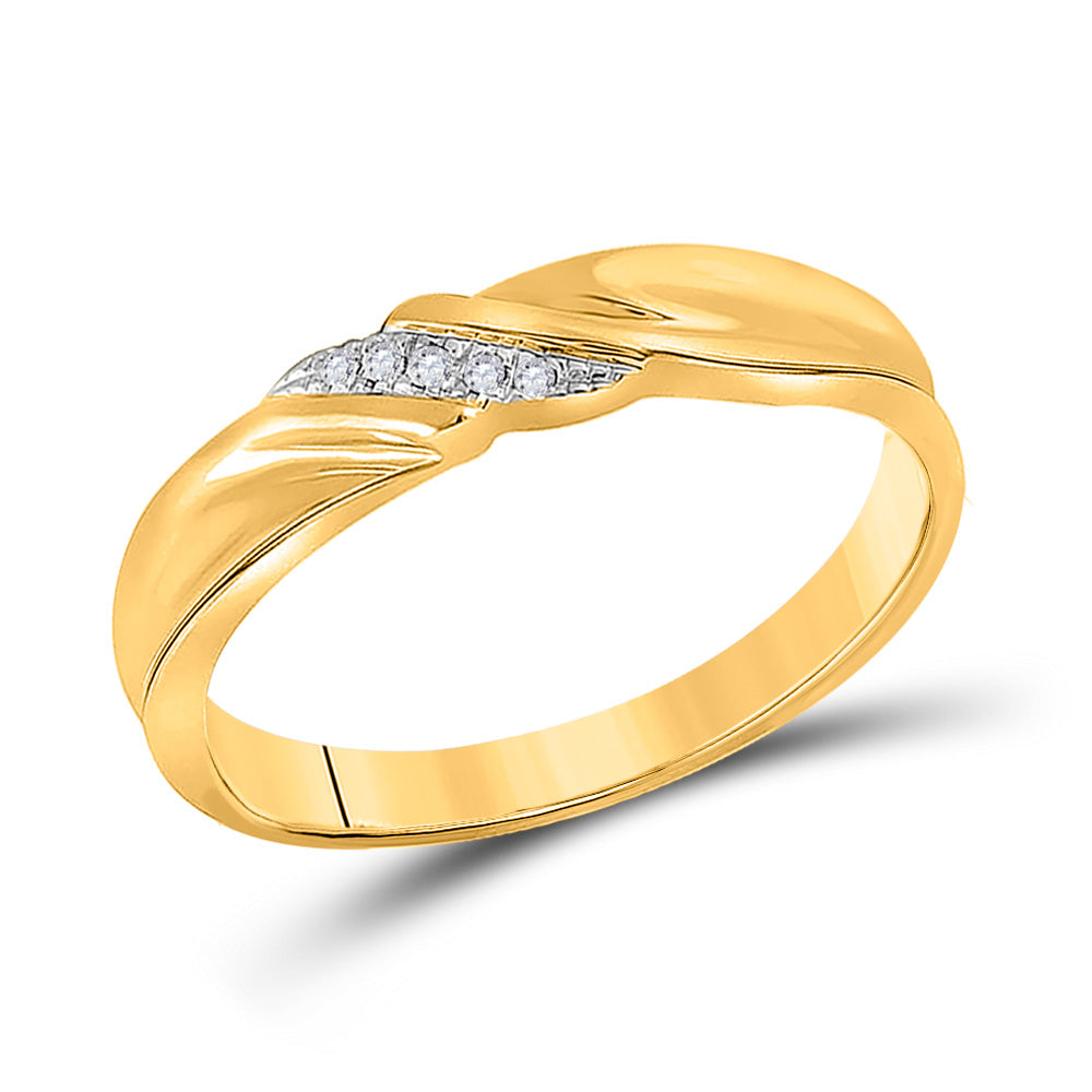 10kt Yellow Gold His Hers Round Diamond Cluster Matching Bridal Wedding Ring Band Set 1/5 Cttw 7 Daisy Joyeria