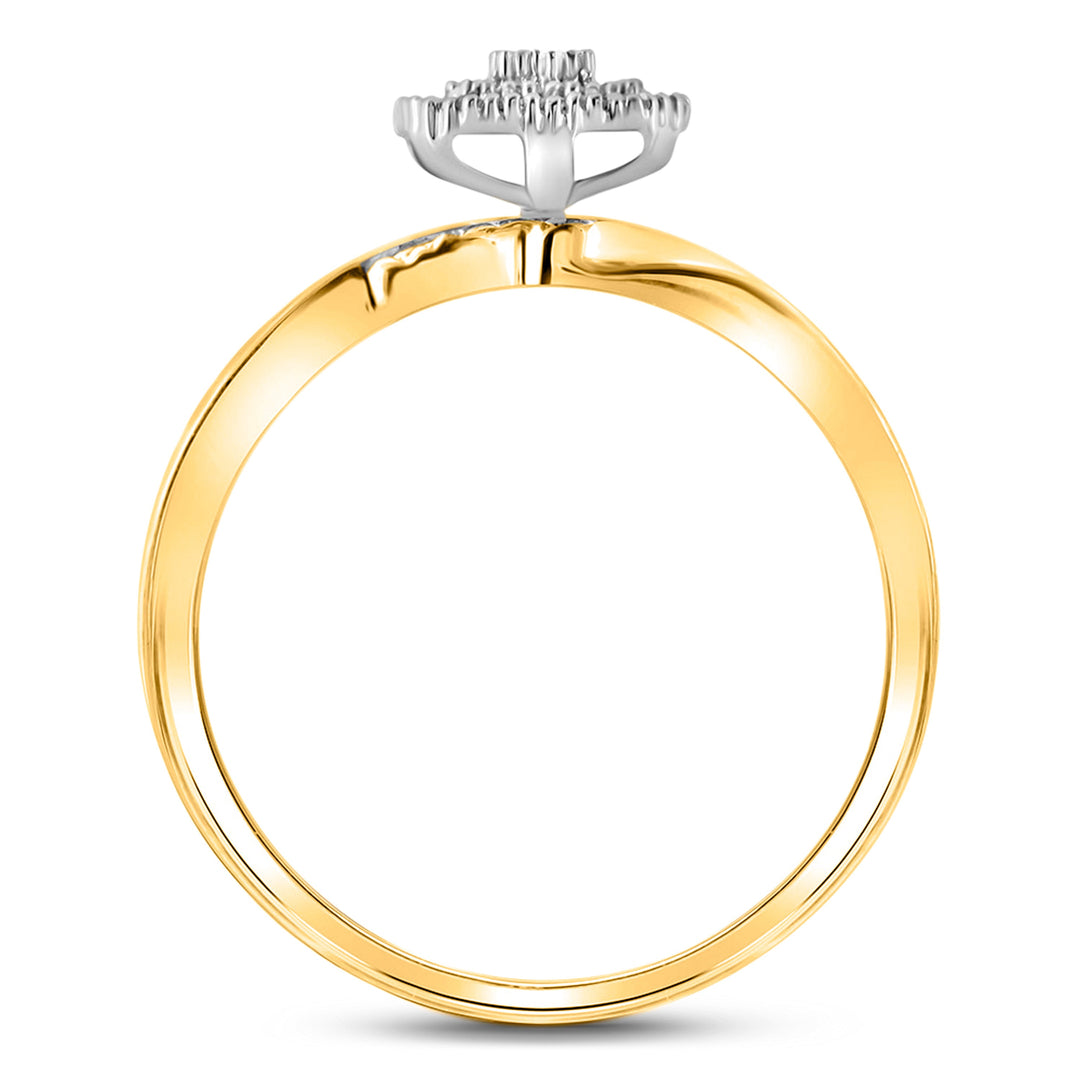 10kt Yellow Gold His Hers Round Diamond Cluster Matching Bridal Wedding Ring Band Set 1/5 Cttw 7 Daisy Joyeria