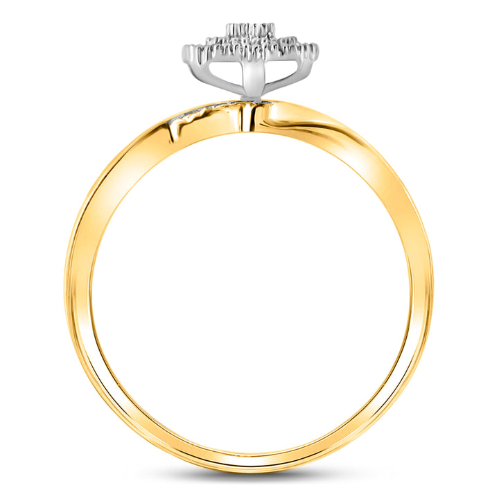 10kt Yellow Gold His Hers Round Diamond Cluster Matching Bridal Wedding Ring Band Set 1/5 Cttw 7 Daisy Joyeria