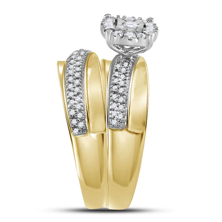 10kt Yellow Gold His Hers Round Diamond Solitaire Matching Bridal Wedding Ring Band Set 1/2 Cttw 7 Daisy Joyeria
