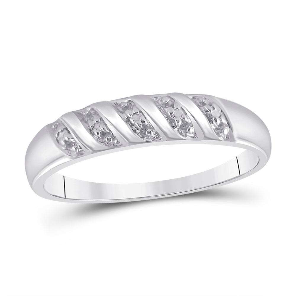 10kt White Gold His Hers Round Diamond Solitaire Matching Bridal Wedding Ring Band Set 1/20 Cttw 7 Daisy Joyeria