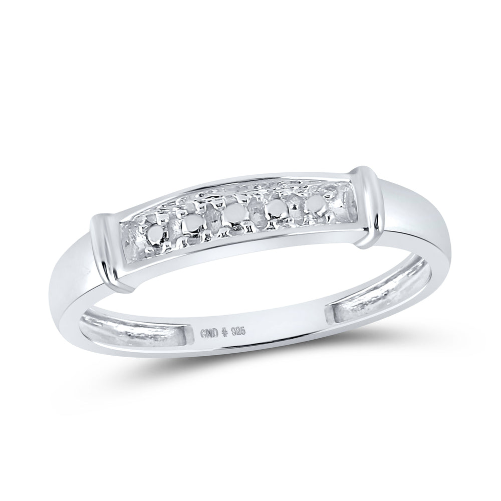 Sterling Silver His Hers Round Diamond Solitaire Matching Bridal Wedding Ring Band Set 1/12 Cttw 7 Daisy Joyeria