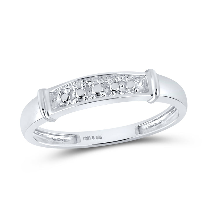 Sterling Silver His Hers Round Diamond Solitaire Matching Bridal Wedding Ring Band Set 1/12 Cttw 7 Daisy Joyeria