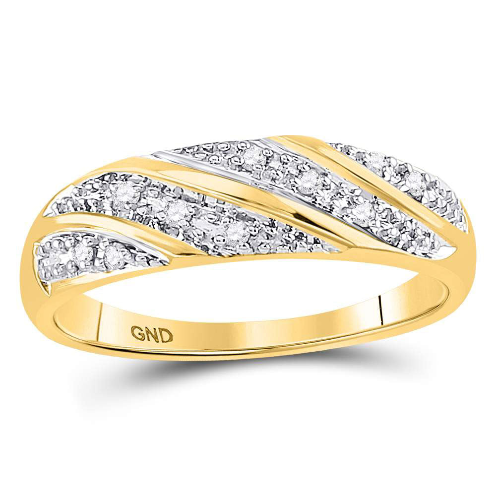 14kt Yellow Gold His Hers Round Diamond Cluster Matching Bridal Wedding Ring Band Set 1/3 Cttw 7 Daisy Joyeria