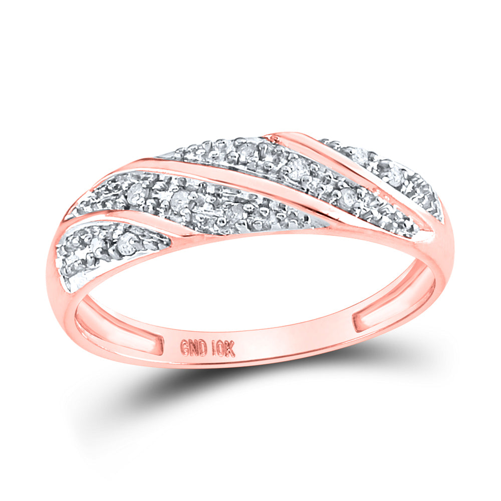 10kt Rose Gold His Hers Round Diamond Cluster Matching Bridal Wedding Ring Band Set 1/3 Cttw 7 Daisy Joyeria