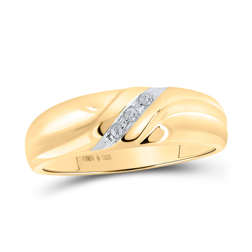 Yellow-tone Sterling Silver His Hers Round Diamond Cluster Matching Bridal Wedding Ring Band Set 1/5 Cttw 7 Daisy Joyeria