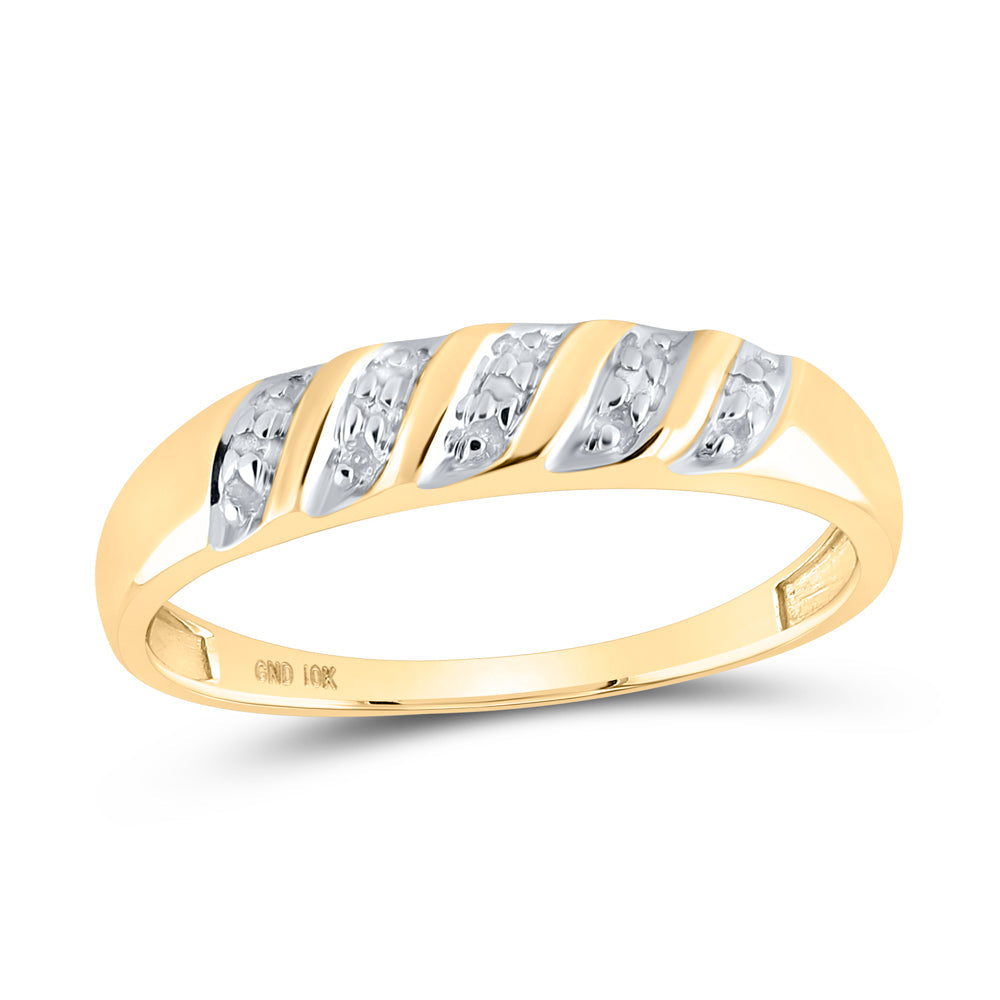 10kt Yellow Gold His Hers Round Diamond Cluster Matching Bridal Wedding Ring Band Set 1/8 Cttw 7 Daisy Joyeria