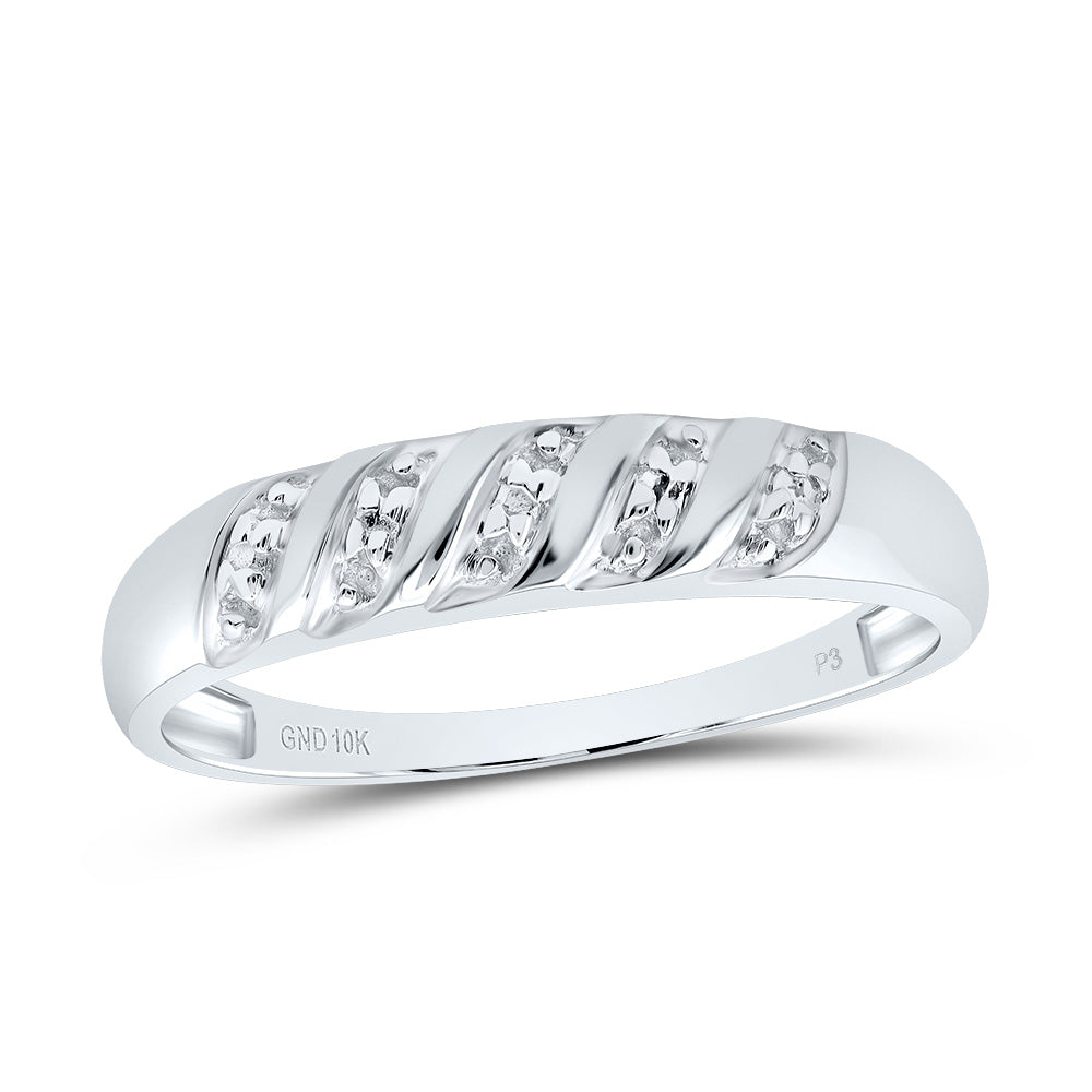10kt White Gold His Hers Round Diamond Cluster Matching Bridal Wedding Ring Band Set 1/10 Cttw 7 Daisy Joyeria