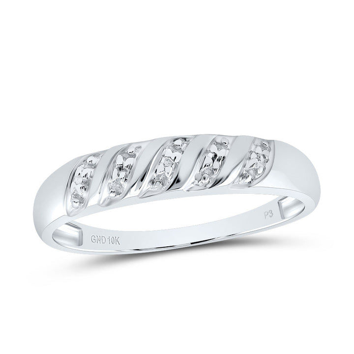 10kt White Gold His Hers Round Diamond Cluster Matching Bridal Wedding Ring Band Set 1/10 Cttw 7 Daisy Joyeria