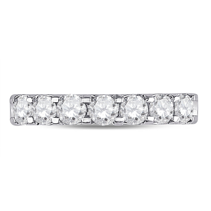 14kt White Gold Womens Round Diamond Single Row Comfort Wedding Band 1.00 Cttw 7 Daisy Joyeria