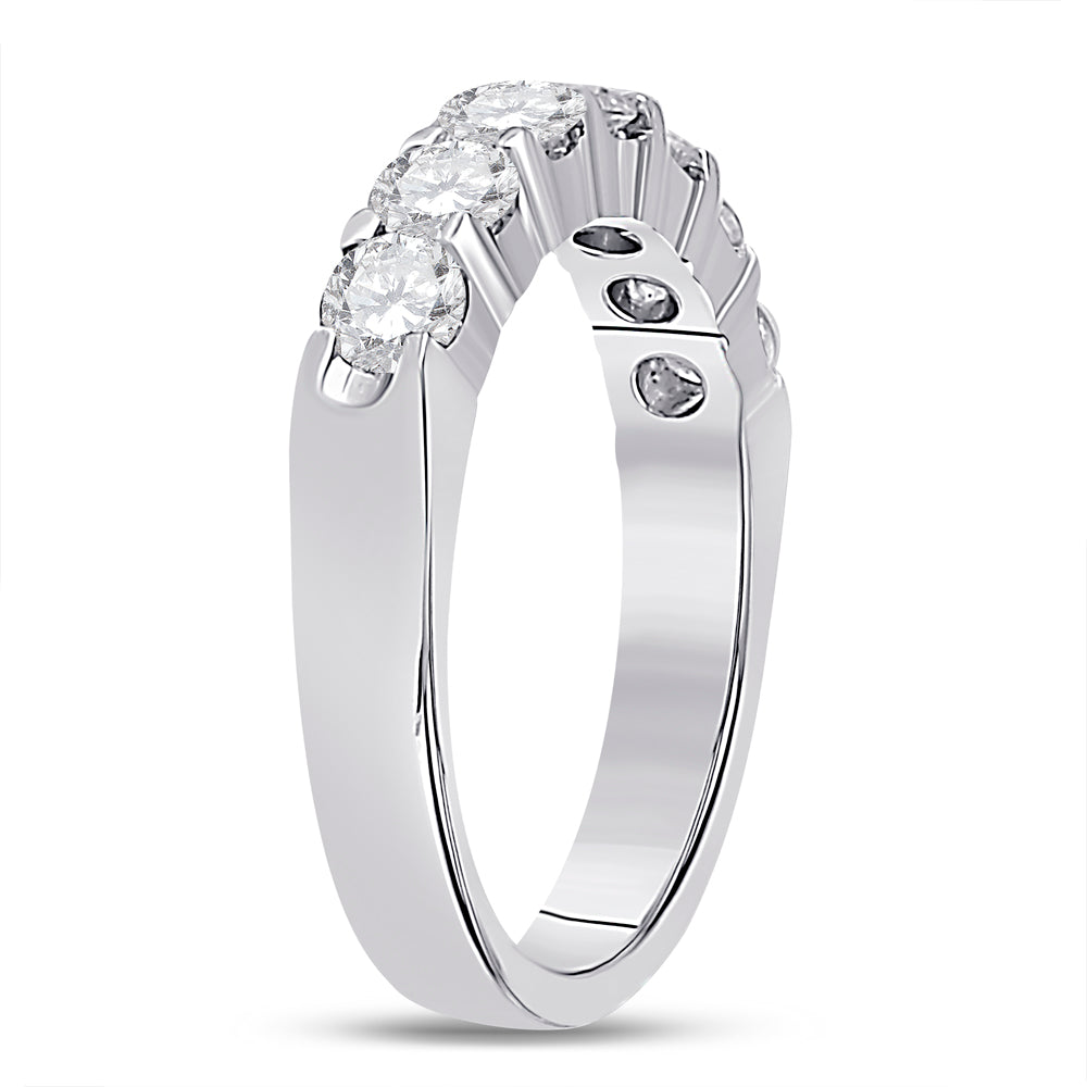 14kt White Gold Womens Round Diamond Single Row Comfort Wedding Band 1.00 Cttw 7 Daisy Joyeria