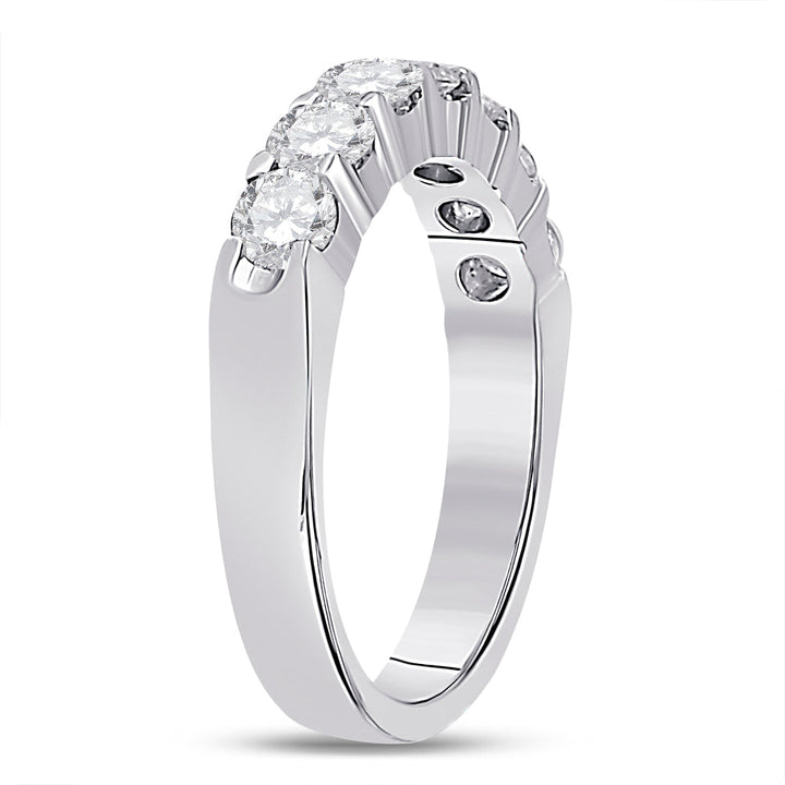 14kt White Gold Womens Round Diamond Single Row Comfort Wedding Band 1.00 Cttw 7 Daisy Joyeria