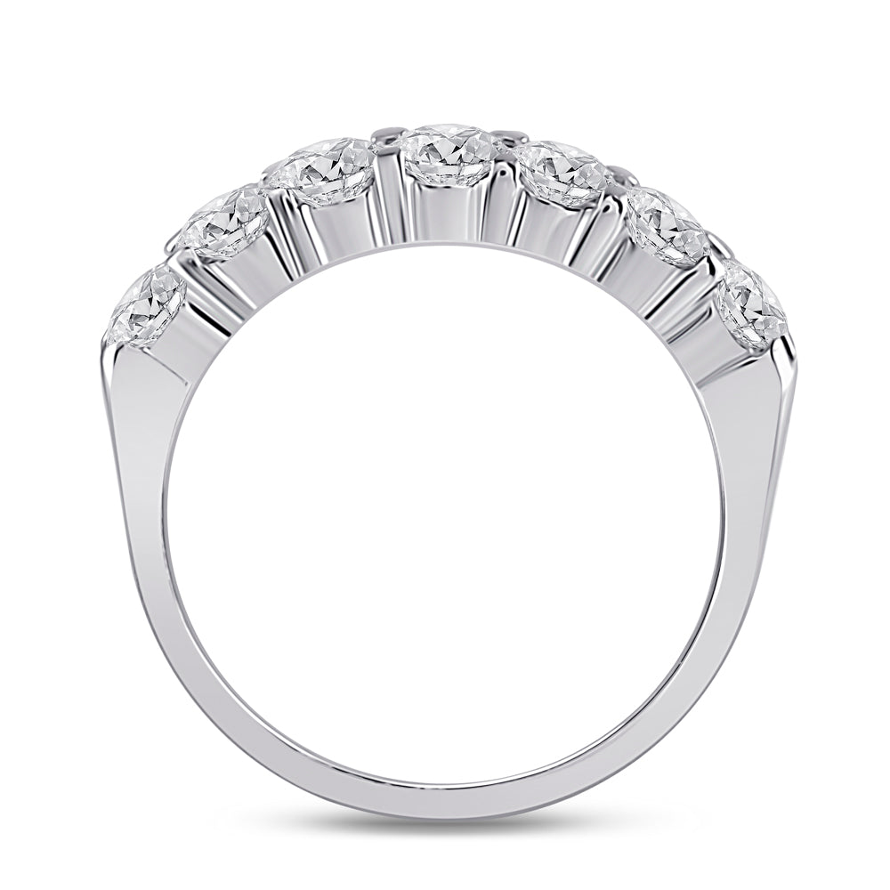 14kt White Gold Womens Round Diamond Single Row Comfort Wedding Band 1.00 Cttw 7 Daisy Joyeria