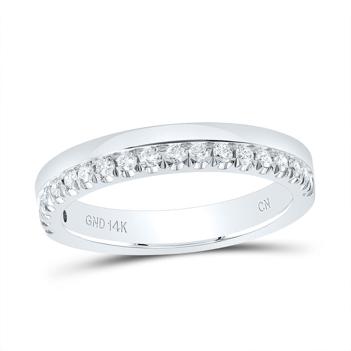 14kt White Gold Womens Round Diamond Wedding Band Ring 1/5 Cttw 7 Daisy Joyeria