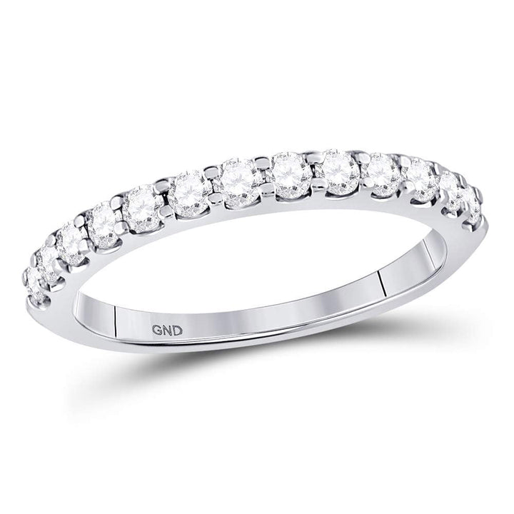 14kt White Gold Womens Round Diamond Single Row Machine-set Wedding Band 1/2 Cttw 7 Daisy Joyeria