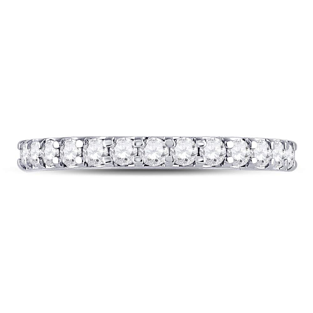 14kt White Gold Womens Round Diamond Single Row Machine-set Wedding Band 1/2 Cttw 7 Daisy Joyeria