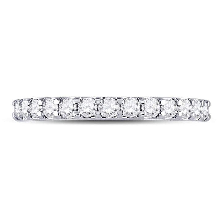 14kt White Gold Womens Round Diamond Single Row Machine-set Wedding Band 1/2 Cttw 7 Daisy Joyeria