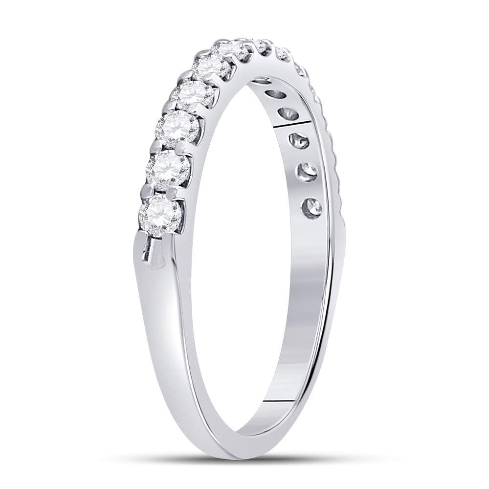 14kt White Gold Womens Round Diamond Single Row Machine-set Wedding Band 1/2 Cttw 7 Daisy Joyeria