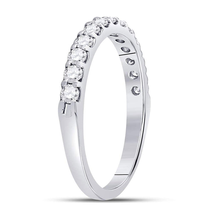 14kt White Gold Womens Round Diamond Single Row Machine-set Wedding Band 1/2 Cttw 7 Daisy Joyeria