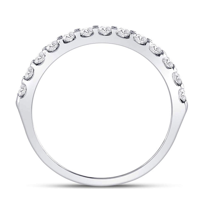 14kt White Gold Womens Round Diamond Single Row Machine-set Wedding Band 1/2 Cttw 7 Daisy Joyeria