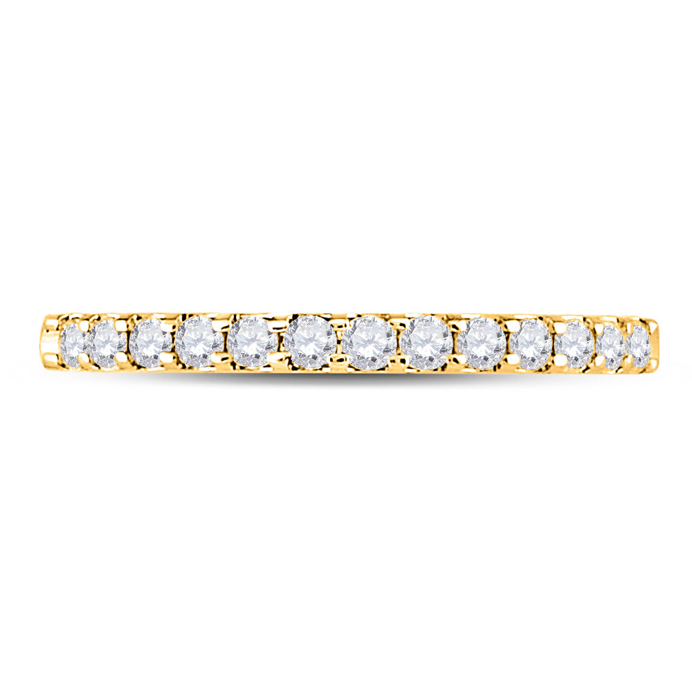 14kt Yellow Gold Womens Round Diamond Single Row Machine-set Wedding Band 1/4 Cttw 7 Daisy Joyeria