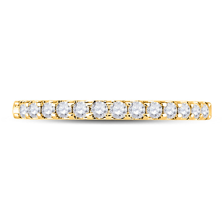 14kt Yellow Gold Womens Round Diamond Single Row Machine-set Wedding Band 1/4 Cttw 7 Daisy Joyeria