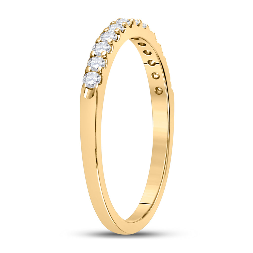 14kt Yellow Gold Womens Round Diamond Single Row Machine-set Wedding Band 1/4 Cttw 7 Daisy Joyeria