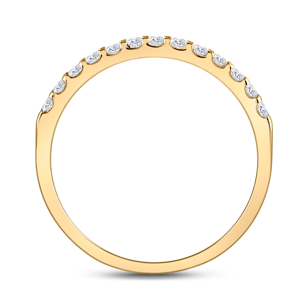 14kt Yellow Gold Womens Round Diamond Single Row Machine-set Wedding Band 1/4 Cttw 7 Daisy Joyeria