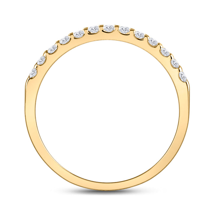 14kt Yellow Gold Womens Round Diamond Single Row Machine-set Wedding Band 1/4 Cttw 7 Daisy Joyeria