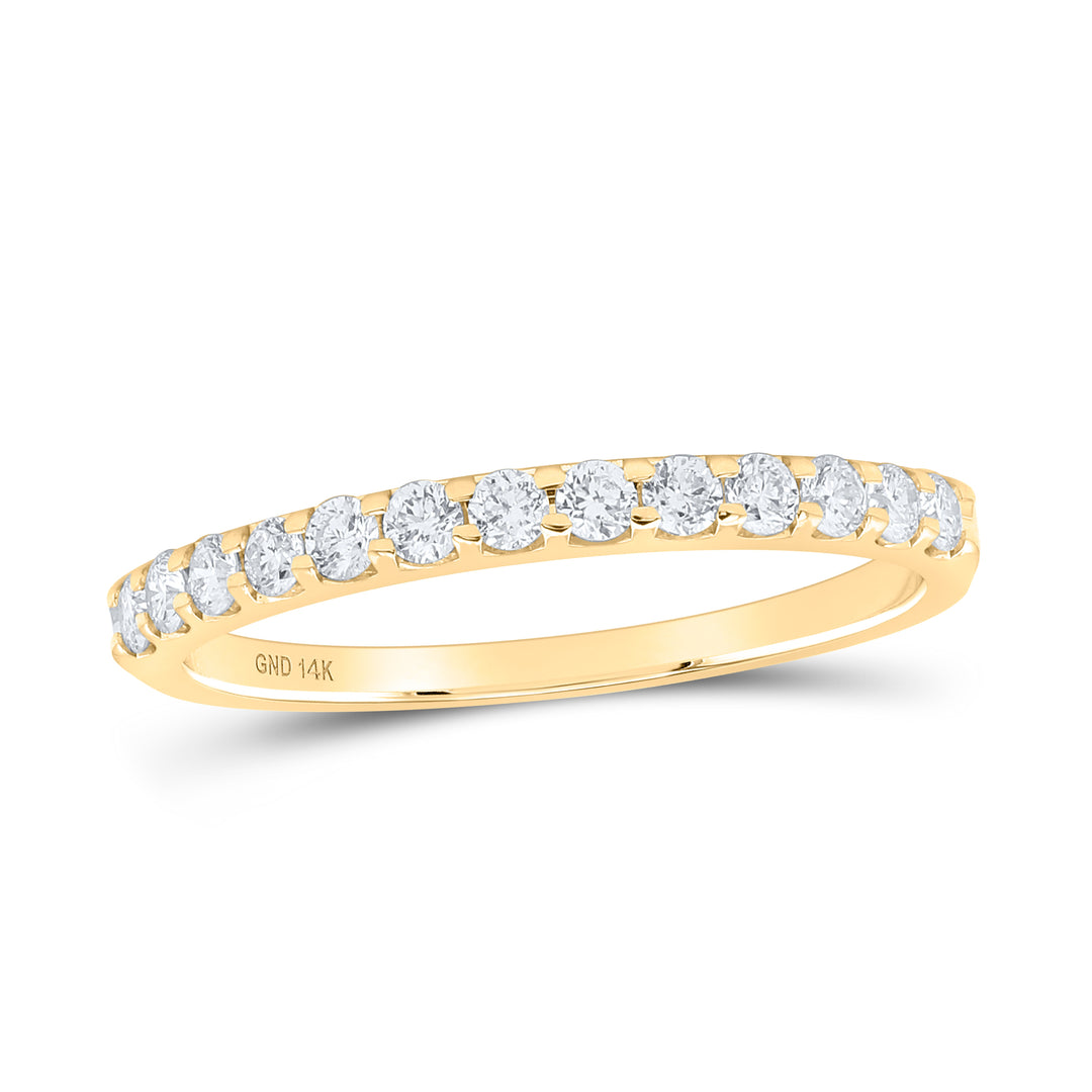 14kt Yellow Gold Womens Round Diamond Single Row Machine-set Wedding Band 1/4 Cttw 7 Daisy Joyeria