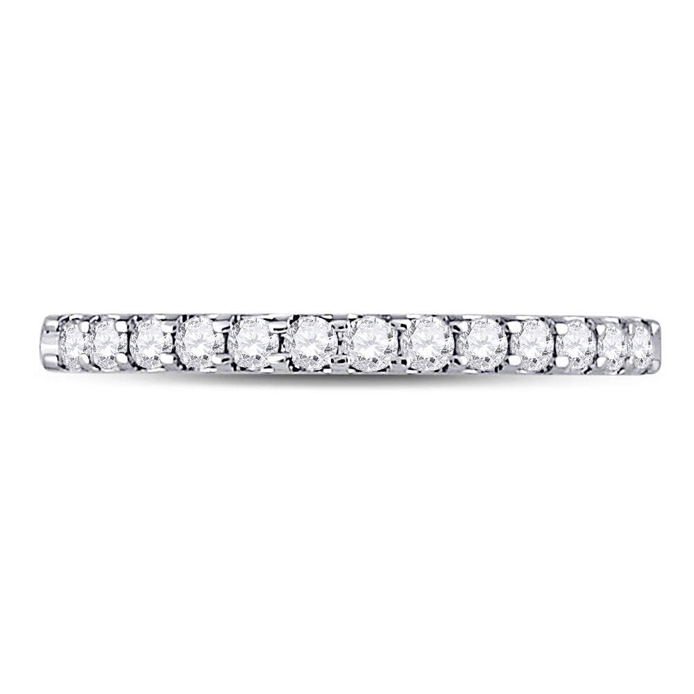 14kt White Gold Womens Round Diamond Single Row Machine-set Wedding Band 1/4 Cttw 7 Daisy Joyeria