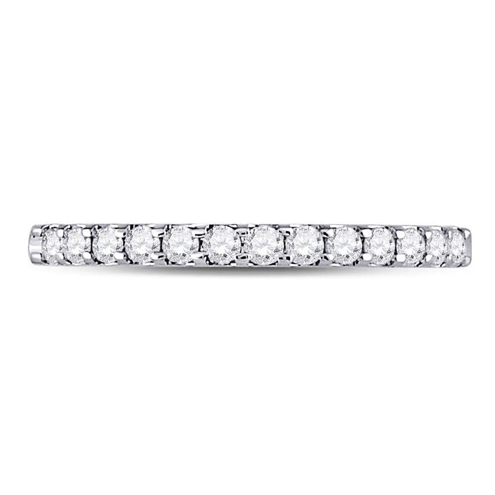 14kt White Gold Womens Round Diamond Single Row Machine-set Wedding Band 1/4 Cttw 7 Daisy Joyeria