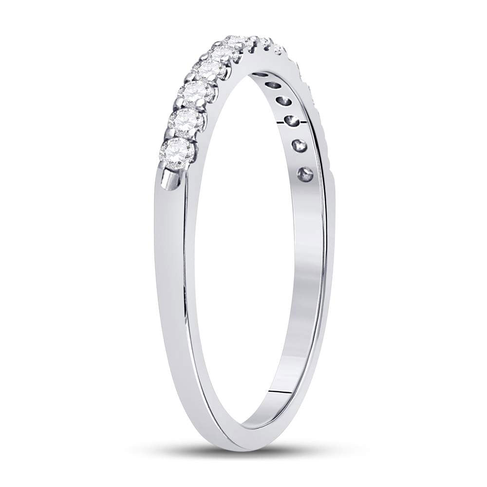14kt White Gold Womens Round Diamond Single Row Machine-set Wedding Band 1/4 Cttw 7 Daisy Joyeria