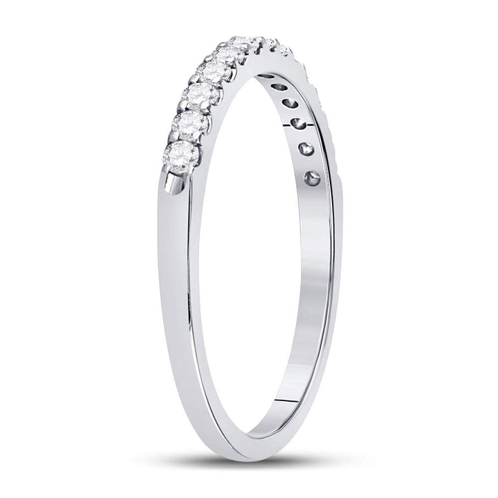 14kt White Gold Womens Round Diamond Single Row Machine-set Wedding Band 1/4 Cttw 7 Daisy Joyeria