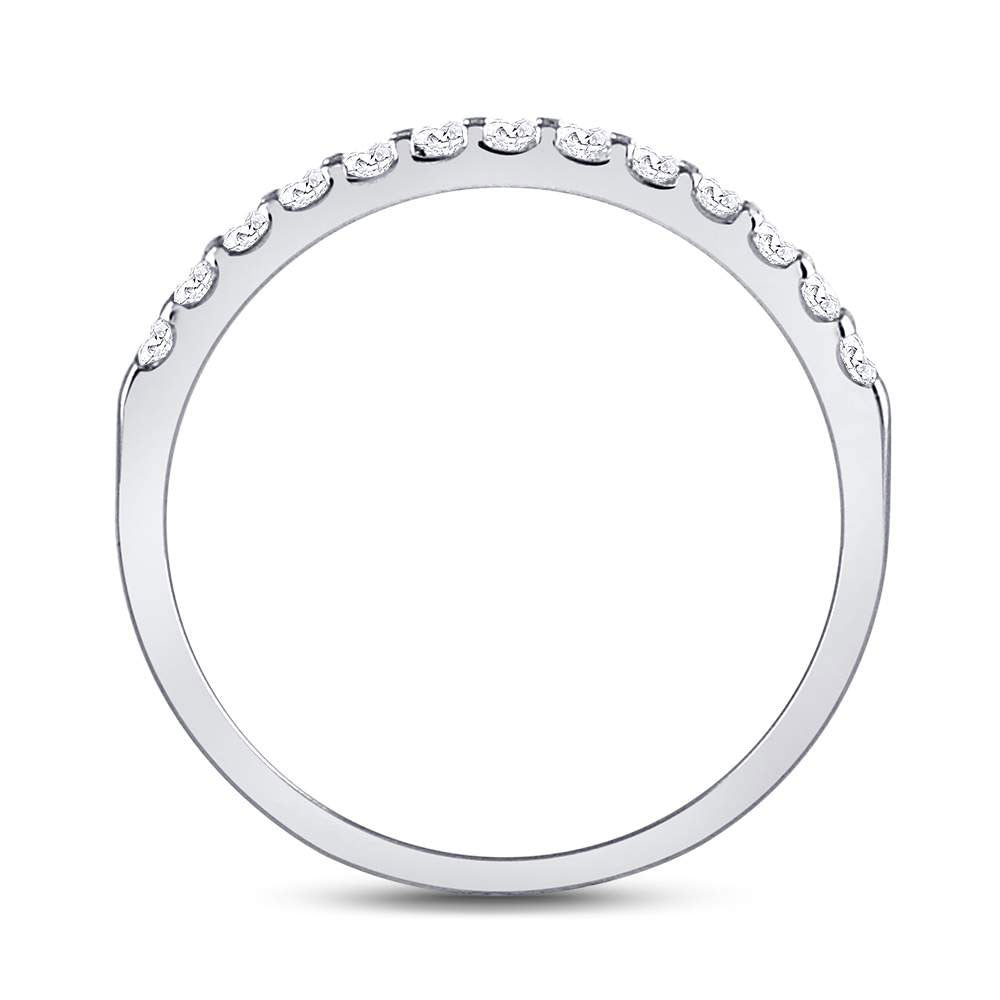14kt White Gold Womens Round Diamond Single Row Machine-set Wedding Band 1/4 Cttw 7 Daisy Joyeria