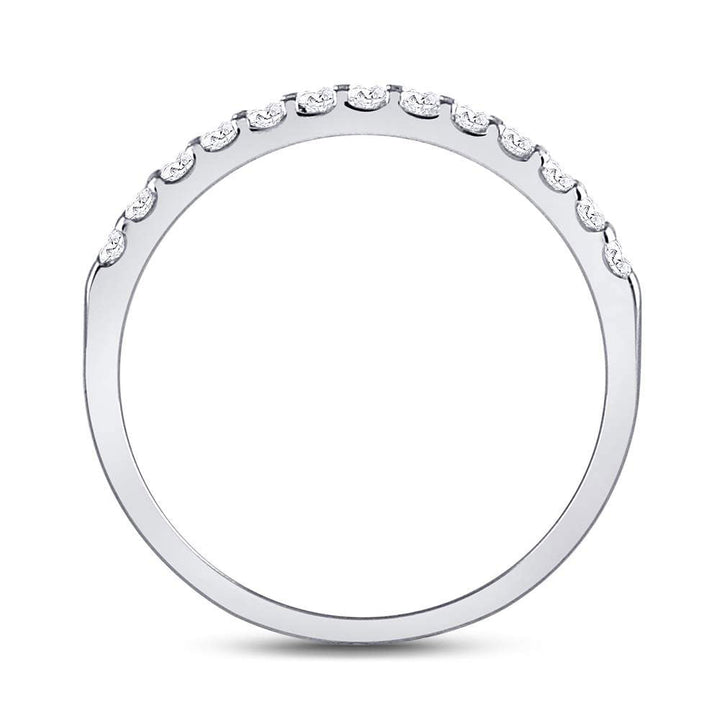 14kt White Gold Womens Round Diamond Single Row Machine-set Wedding Band 1/4 Cttw 7 Daisy Joyeria