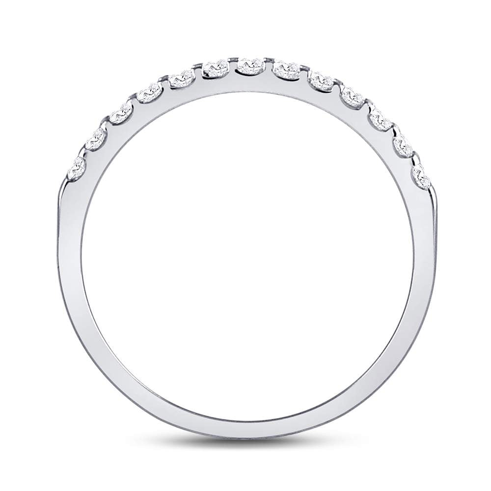 14kt White Gold Womens Round Diamond Single Row Machine-set Wedding Band 1/4 Cttw 7 Daisy Joyeria