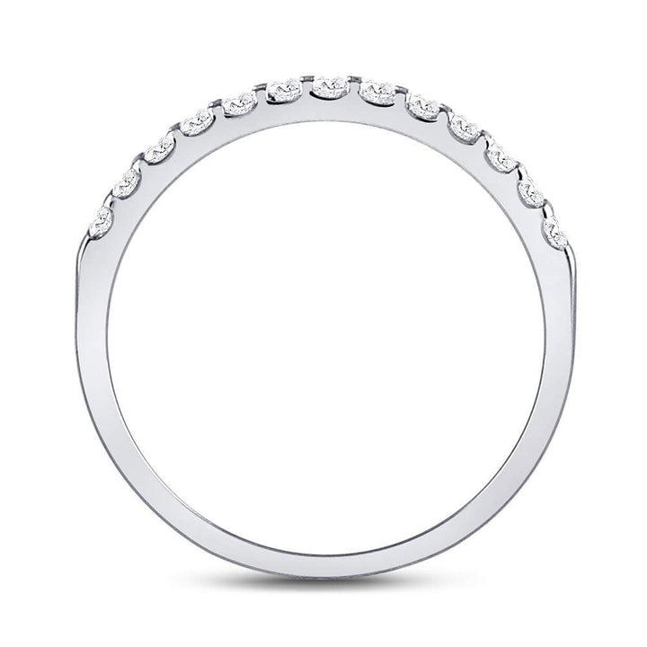 14kt White Gold Womens Round Diamond Single Row Machine-set Wedding Band 1/4 Cttw 7 Daisy Joyeria