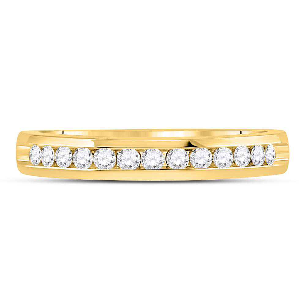 14kt Yellow Gold Womens Round Diamond Single Row Comfort Wedding Band 1/4 Cttw 7 Daisy Joyeria