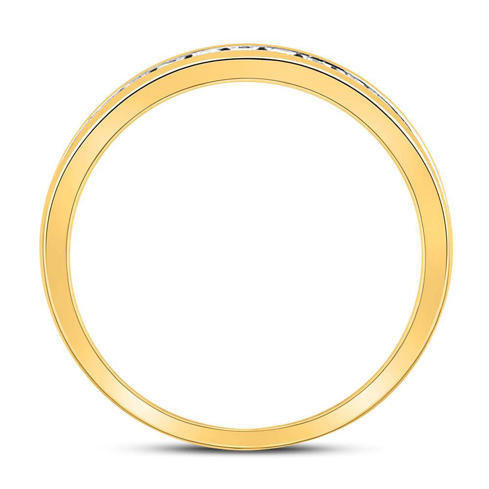 14kt Yellow Gold Womens Round Diamond Single Row Comfort Wedding Band 1/4 Cttw 7 Daisy Joyeria
