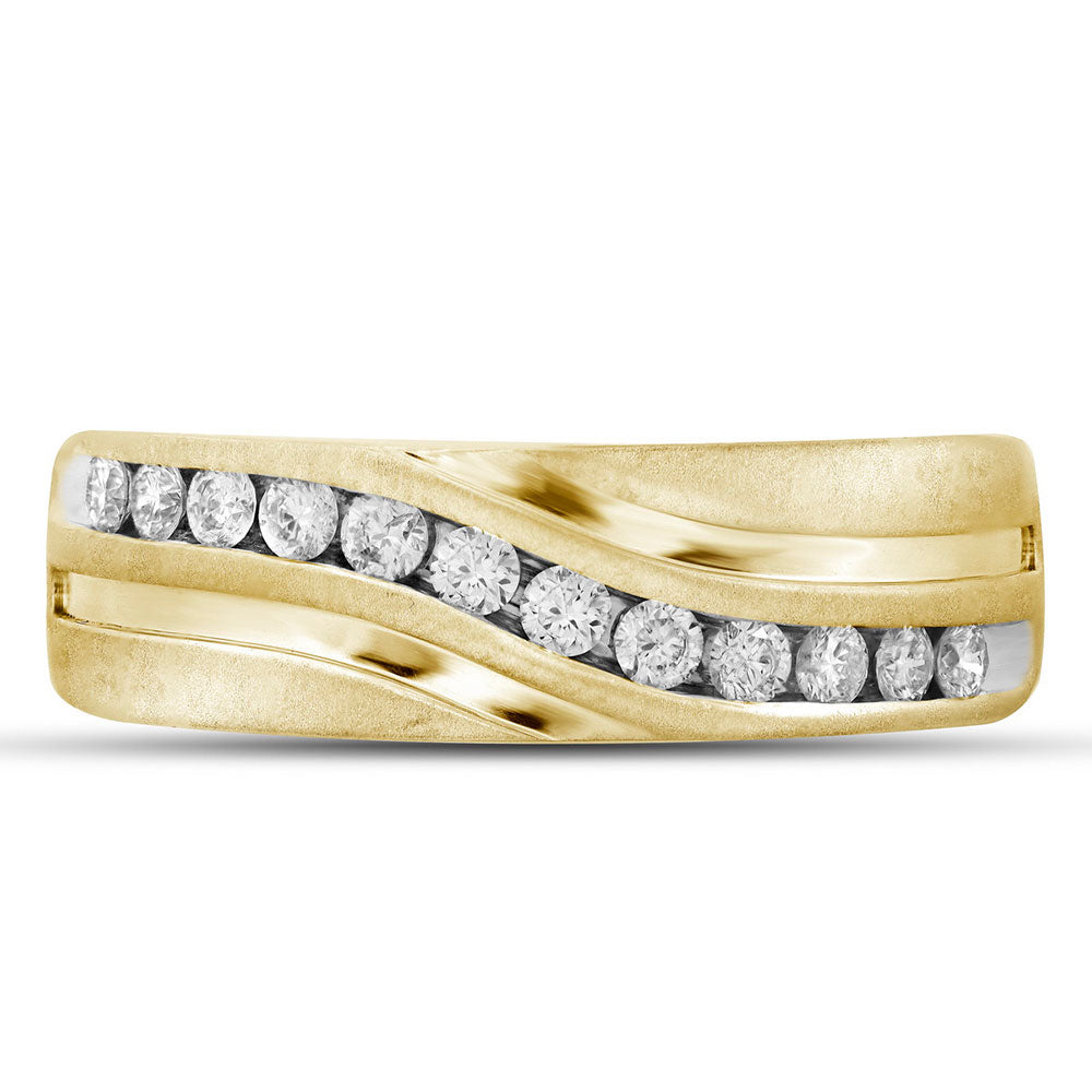 10kt Yellow Gold Mens Round Diamond Wedding Band Ring 1.00 Cttw 10 Daisy Joyeria