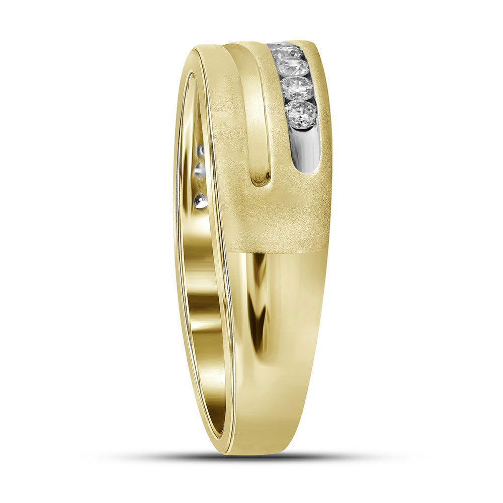10kt Yellow Gold Mens Round Diamond Wedding Band Ring 1.00 Cttw 10 Daisy Joyeria