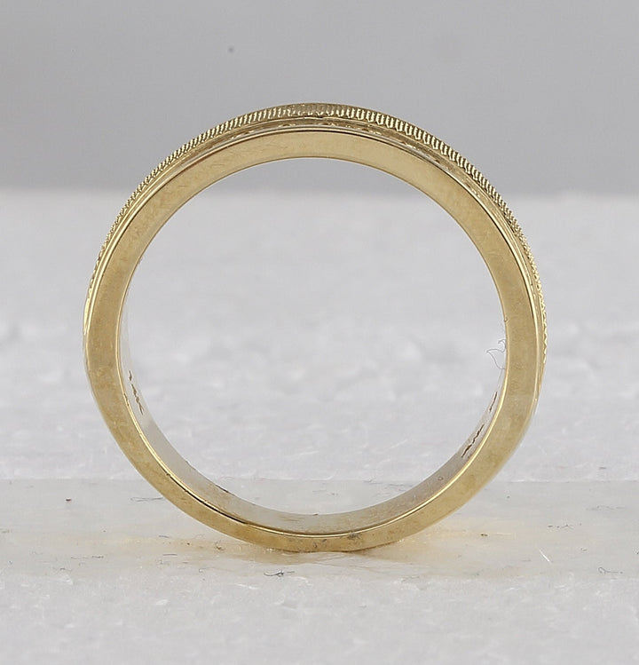 14kt Yellow Gold Mens Round Diamond Double Row Textured Wedding Band Ring 1.00 Cttw 10 Daisy Joyeria