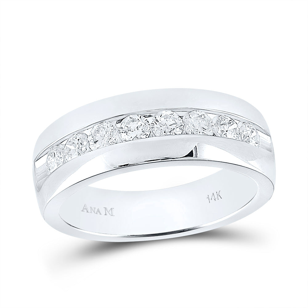 14kt White Gold Mens Round Diamond Wedding Anniversary Band Ring 1.00 Cttw 10 Daisy Joyeria