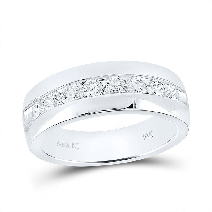 14kt White Gold Mens Round Diamond Wedding Anniversary Band Ring 1.00 Cttw 10 Daisy Joyeria