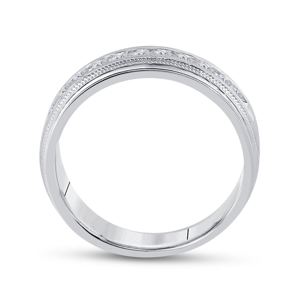 10kt White Gold Mens Round Channel-set Diamond Milgrain Edge Wedding Band Ring 1/2 Cttw 10 Daisy Joyeria