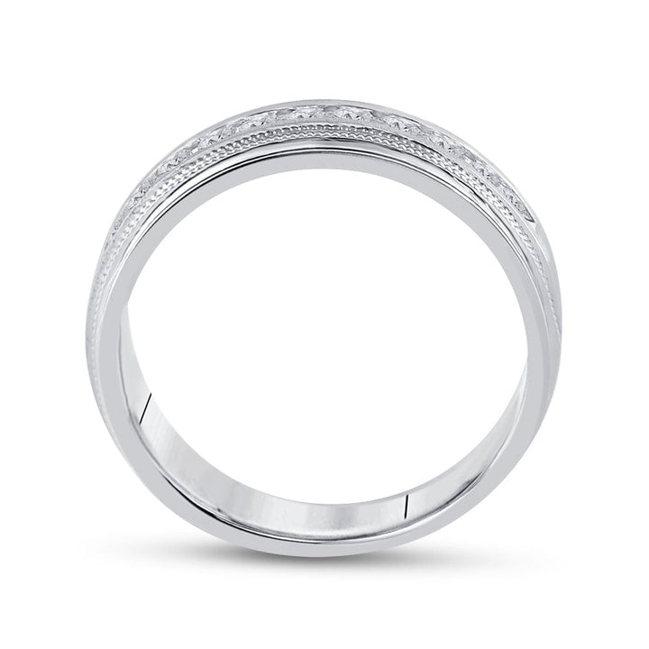 10kt White Gold Mens Round Channel-set Diamond Milgrain Edge Wedding Band Ring 1/2 Cttw 10 Daisy Joyeria