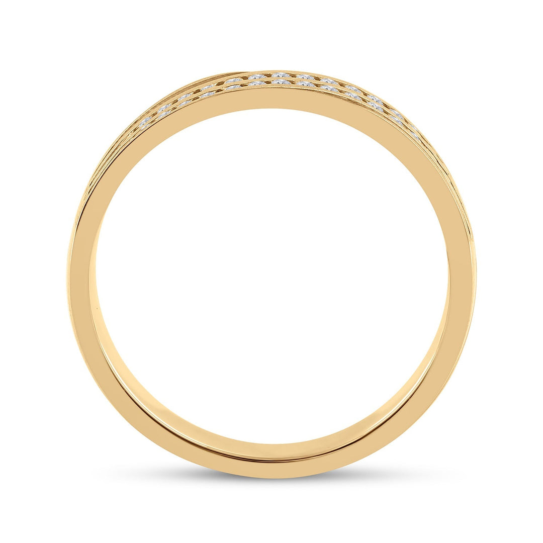 10kt Yellow Gold Mens Round Diamond 2-Row Wedding Anniversary Band Ring 1/4 Cttw 10 Daisy Joyeria